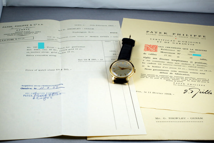 1959 18K YG Patek Philippe 2481 with Papers