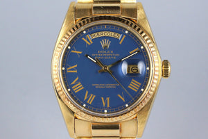 1975 Rolex YG Day-Date 1803 Matte Blue Buckley Dial