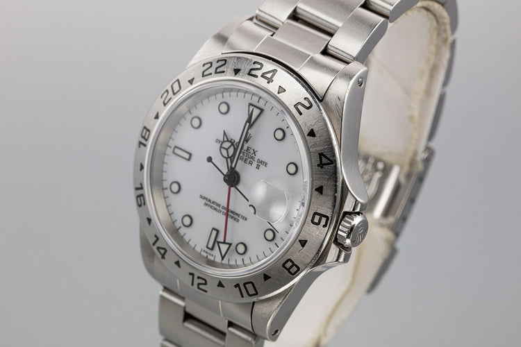1999 Rolex Explorer II 16570 White "SWISS" Only Dial with Papers