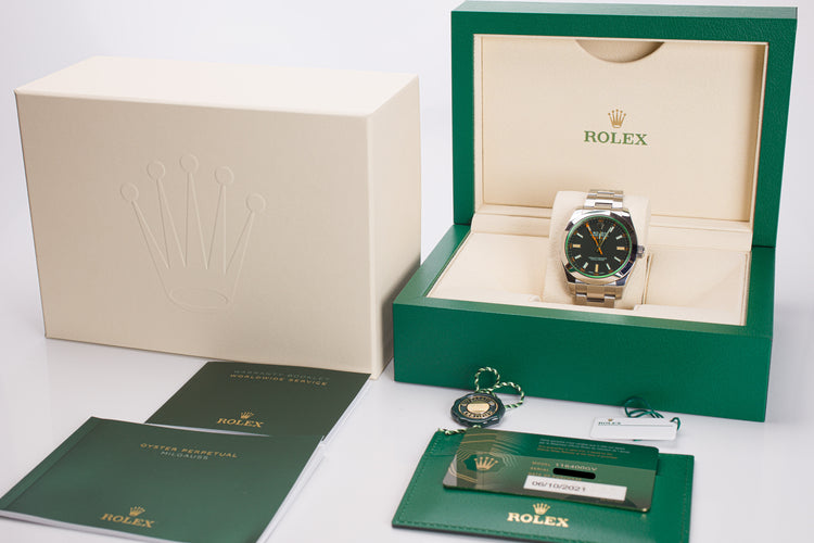 2021 Rolex Milgauss 116400GV Box, Card, Hangtags & Booklets