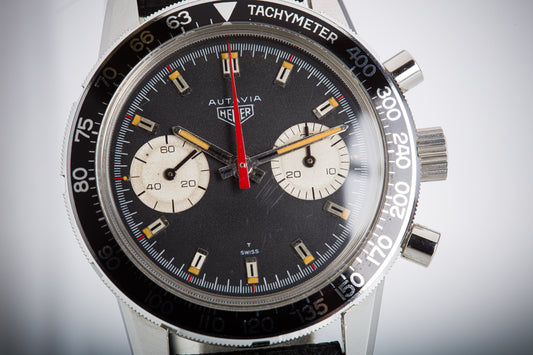 1960's Heuer Autavia Chronograph Black 2 Register Dial