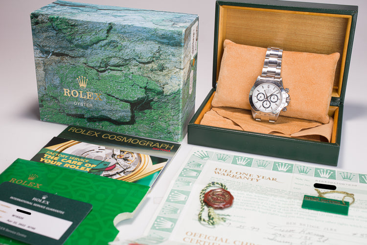 1999 Rolex Daytona 16520 White Dial Box, Papers, Booklets & Hangtag,Chronotag