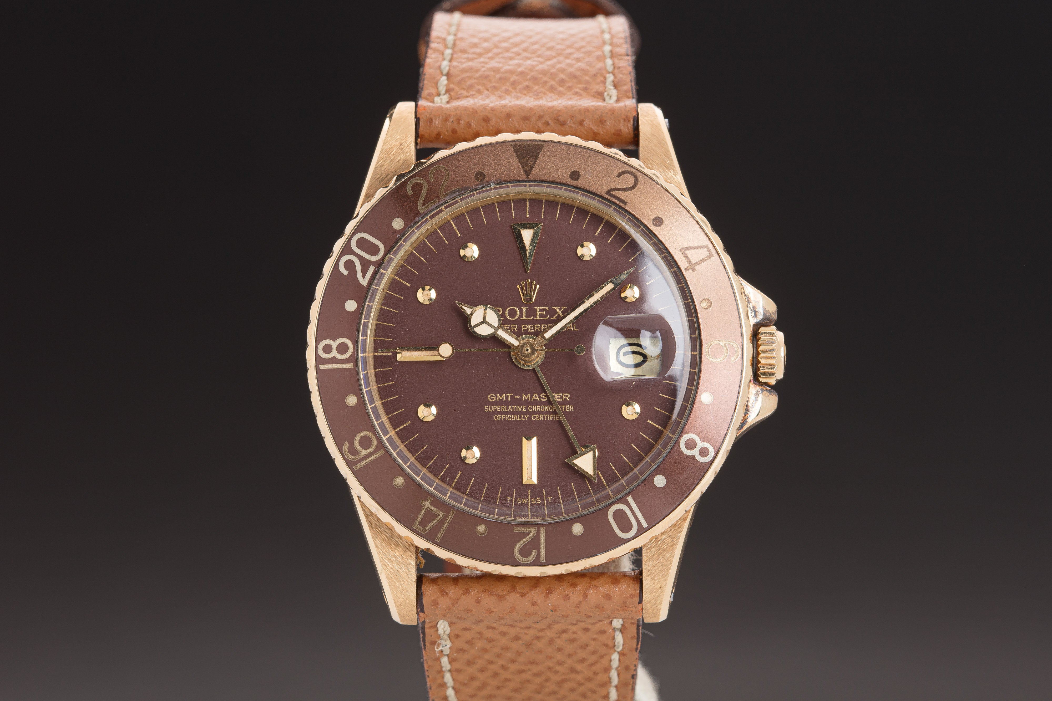 キングキャメル HQ Milton - 1977 Rolex 18k 1675 GMT Master Brown Nipple Dial