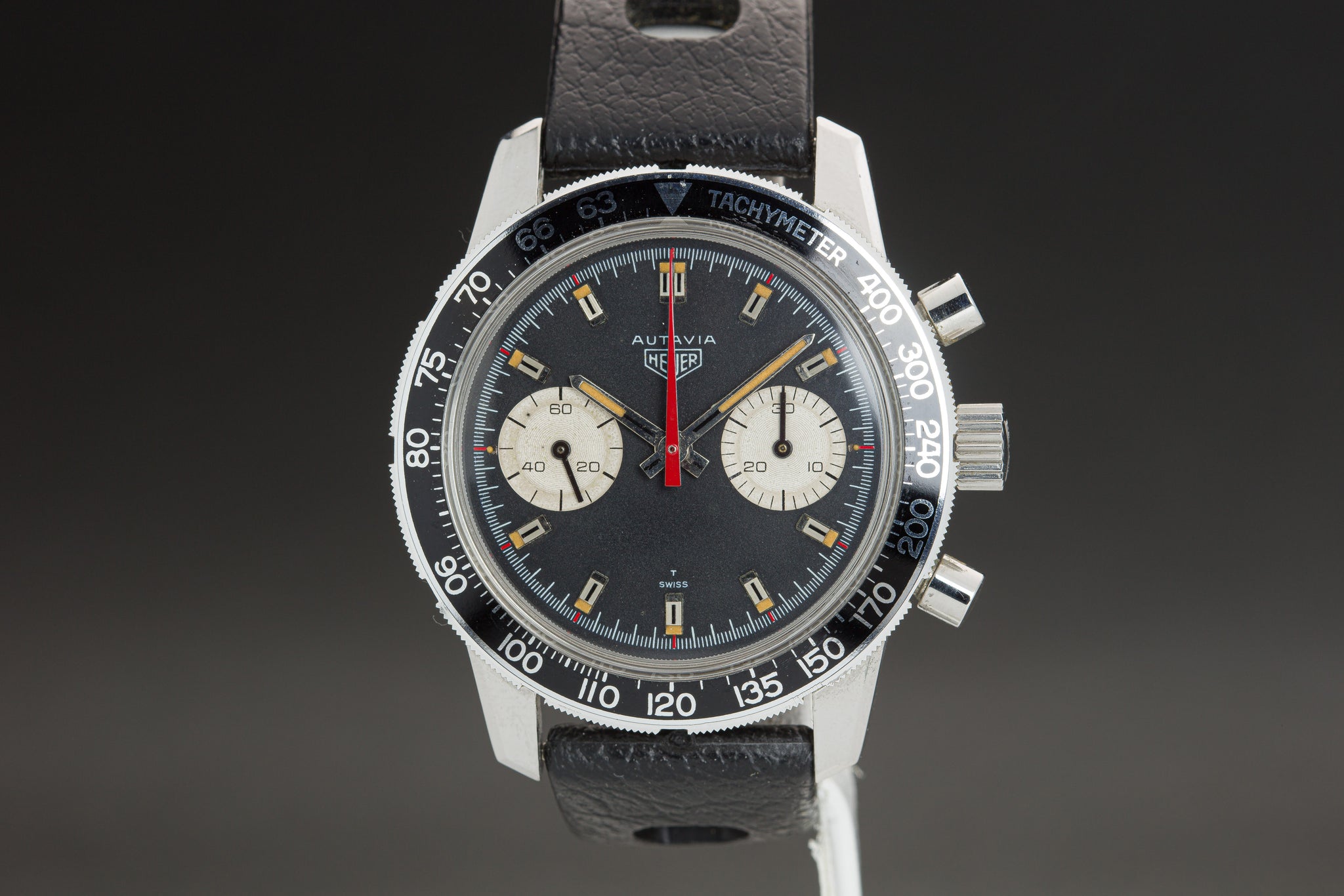 Heuer Black Dial 1950's Register Heuer Crono Vintage 1950's