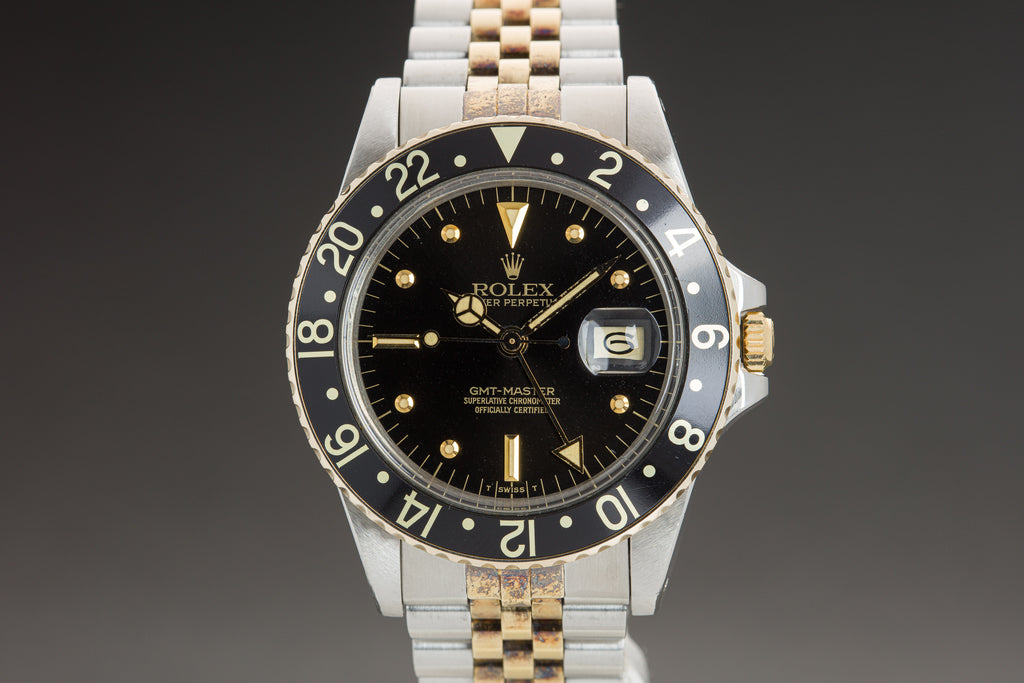 1979 Rolex 14k/St Unpolished GMT Master 16753 Nipple Dial Creamy Lume & Hands Box papers & Hang Tags